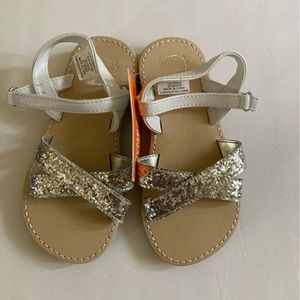 *Gymboree New White & Silver Glitter Crisscross Design Sandals #H